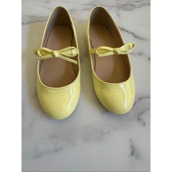 Janie & Jack girls size 13 sunny yellow glossy patent Mary Jane ballet shoes dre - Picture 2 of 7
